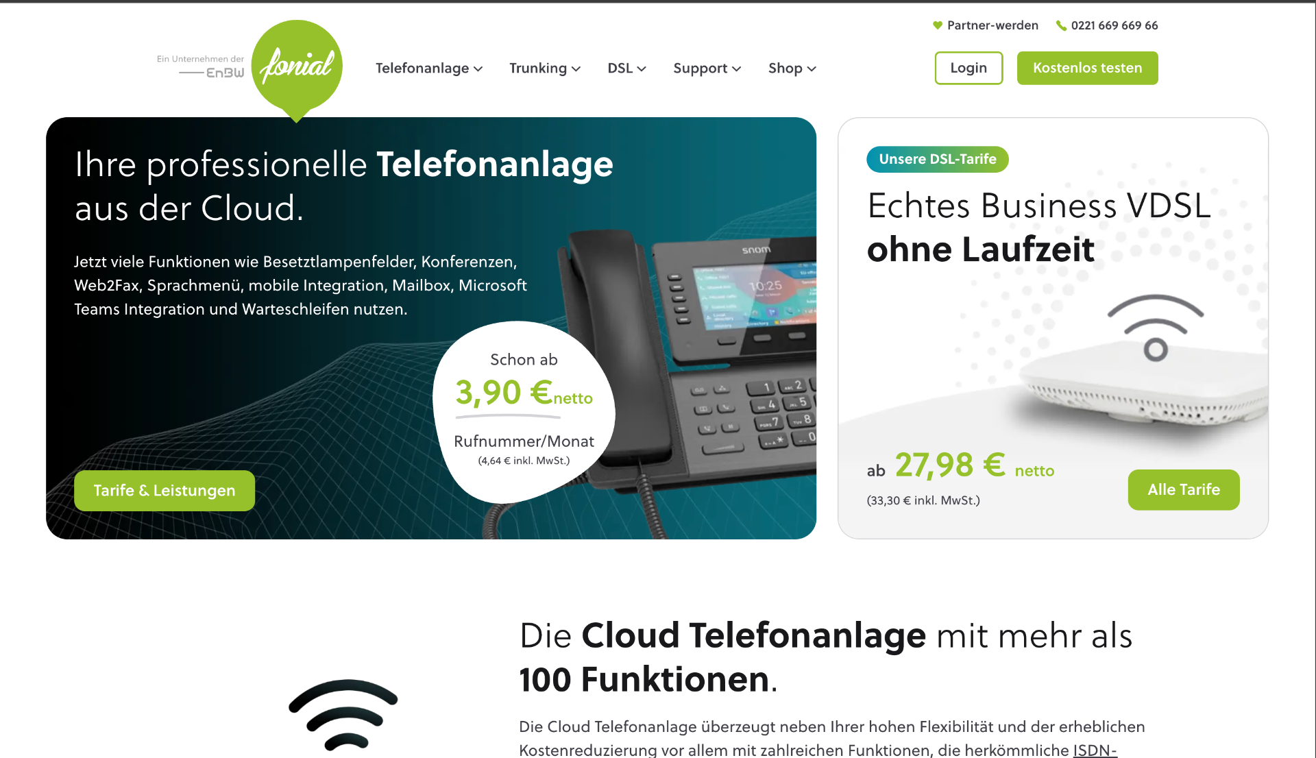 fonial Cloud-Telefonanlage – Plattformansicht