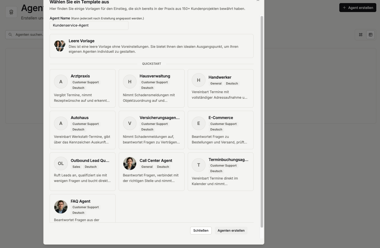 ScaleTalk Setup Schritt 1: Vorlage auswählen